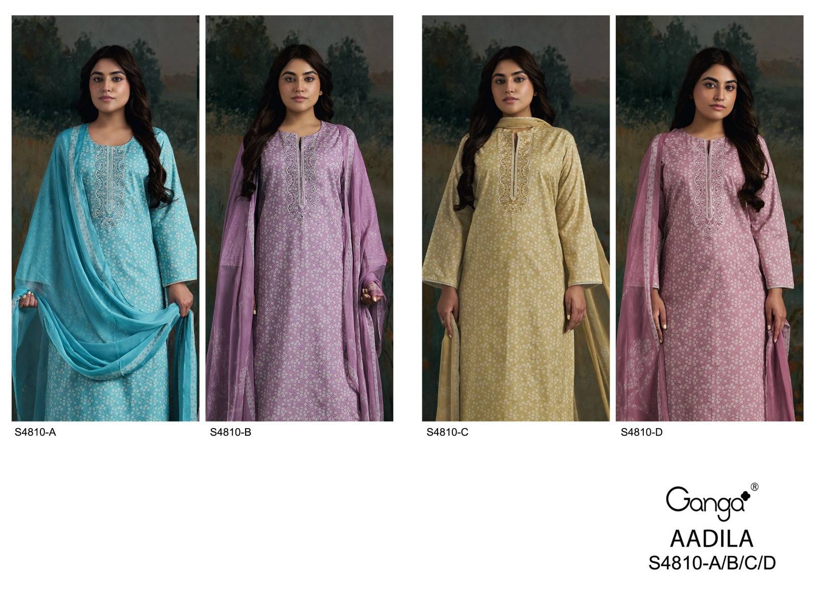 AADILA 4810 By GANGA Fashion Stylish Beautiful Colourful Cotton Dresses At Wholesale Price